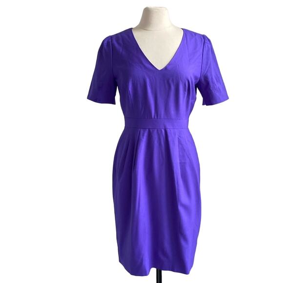 J. CREW Dress Womens Sz 8 Purple Super 120s 100% Wool Classic Heritage Preppy - Picture 1 of 9